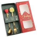 Axyaa Christmas Theme Cutlery Set - Elk Deer Christmas Hat Tree Fork Spoon Stainless Steel