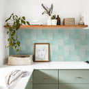 Axyaa Green Tile Stickers, Self-adhesive Backsplash for Kitchen Bathroom, Waterproof, 30 x 30cm