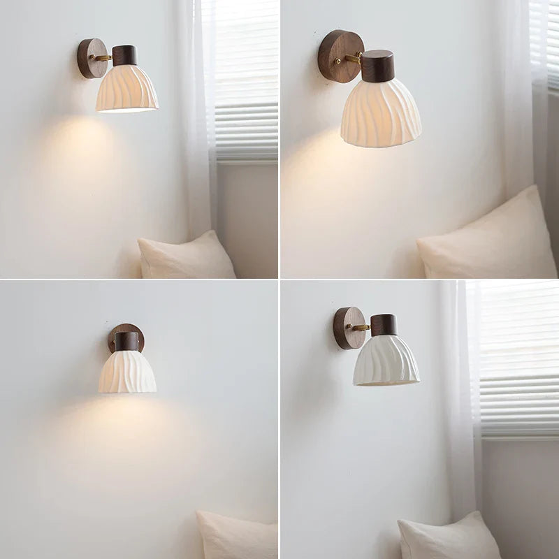Axyaa White Ceramic LED Wall Lamp for Living Room, Bathroom, Stair Light
