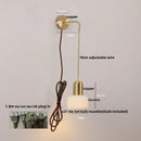 Axyaa Rotatable Ceramic LED Wall Sconce Nordic Walnut Wood Pull Chain Switch Bedside Lamp