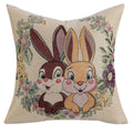 Axyaa Pink Floral White Floral Bunny Embroidered Cushion Cover
