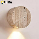 Axyaa Wabi-Sabi Yellow Travertine Wall Light - Natural Stone LED Sconce for Bedroom, Restaurant