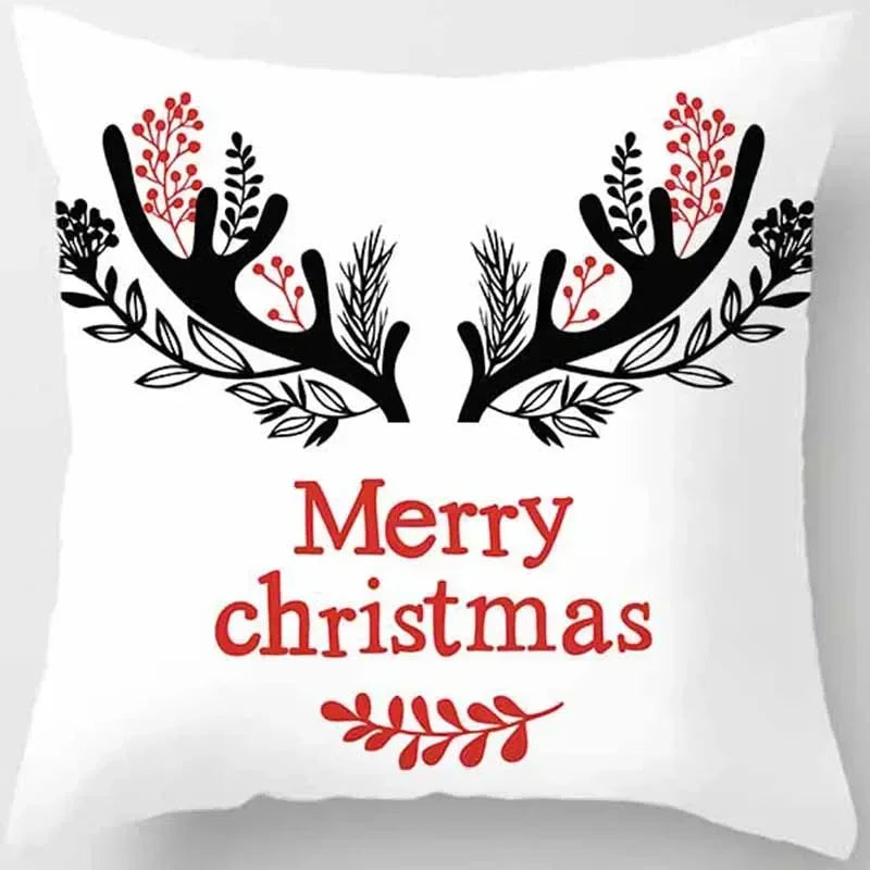 Christmas Elk Print Pillowcase 45x45cm for Sofa, Car, Bedroom, Living Room by Axyaa