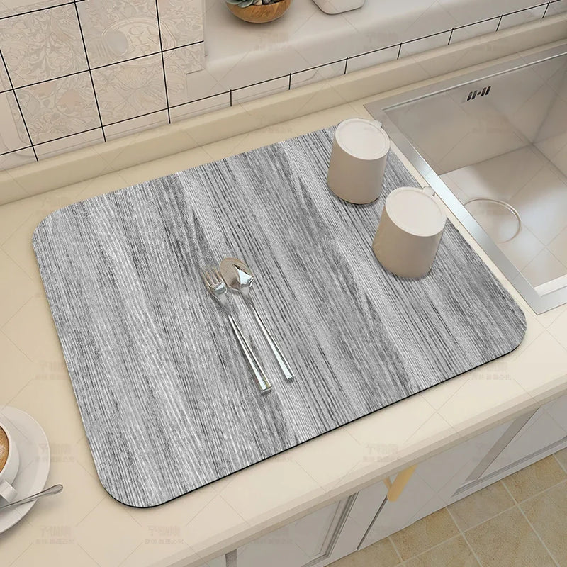 Axyaa Wood Grain Print Placemat Set for Kitchen Tableware, Coffee, and Draining Mats.