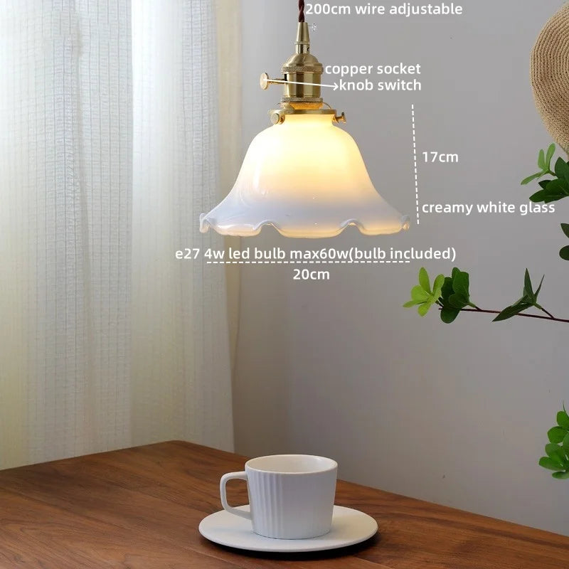 Axyaa Glass Copper LED Pendant Light for Home Decor - Nordic Style