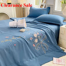 Axyaa Soft Cotton 3D Flower Embroidered Summer Quilt 4-Piece Set