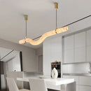 Axyaa Dimmable Led Marble Chandelier: Copper & Alabaster Art Pendant for Home