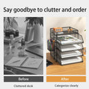 Axyaa Stackable Desk Organizer for Office - Black, 4-Tier Tray for Paper and Accessories