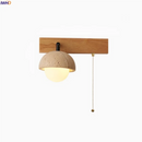 Axyaa LED Wall Lamps Indoor Bedroom Loft Pull Chain Yellow Travertine Vintage Wabi Sabi Mirror Light
