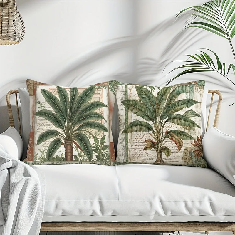 Axyaa Retro Tropical Plant Leaf Tree Print Pillowcase for Home Room Decoration