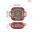 Axyaa Bohemian Style Salad Plate with Double Ear - Oven & Microwave Safe