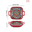 Axyaa Bohemian Style Salad Plate with Double Ear - Oven & Microwave Safe
