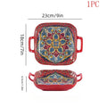 Axyaa Bohemian Style Ceramic Pasta Dish with Double Ear Plate