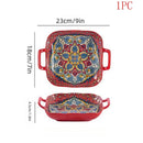 Axyaa Bohemian Style Ceramic Pasta Dish with Double Ear Plate
