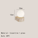 Axyaa Mini LED Wall Light White Glass Sconce with Natural Stone Base