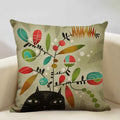Axyaa Funny Cat Cartoon Pillowcase Linen Cushion Cover for Kids Nursery