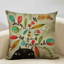 Axyaa Funny Cat Cartoon Pillowcase Linen Cushion Cover for Kids Nursery