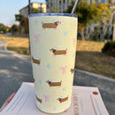 Axyaa Kawaii 550ml Stainless Steel Thermal Tumbler with Straw - Cute Insulated Cup