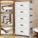 Axyaa 3-5 Tier Storage Cart - Wide Foldable Rolling Cabinet for Home Organization