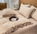 Axyaa Winter Rabbit Velvet Four-Piece Bedding Set in Solid Color