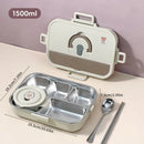 Axyaa 4/5 Grids Stainless Steel Divided Lunch Box Set with Cutlery