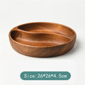 Axyaa Acacia Wood Snack Plate & Salad Bowl Set - Chinese Style Multi-cell Design