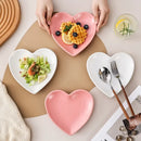 Axyaa Ceramic Love Plate Set - Snack, Jewelry, Cake, Fruit, Peach Heart