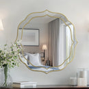 Axyaa Golden Rim Flower Accent Mirror for Modern Decor - Large Wall Mirror