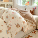 Axyaa Floral Print Reversible Cotton & Flannel Duvet Cover - Single to King Sizes