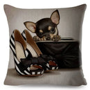 Axyaa Cartoon Pet Dog Print Pillow Covers 45x45cm for Home and Car Decor