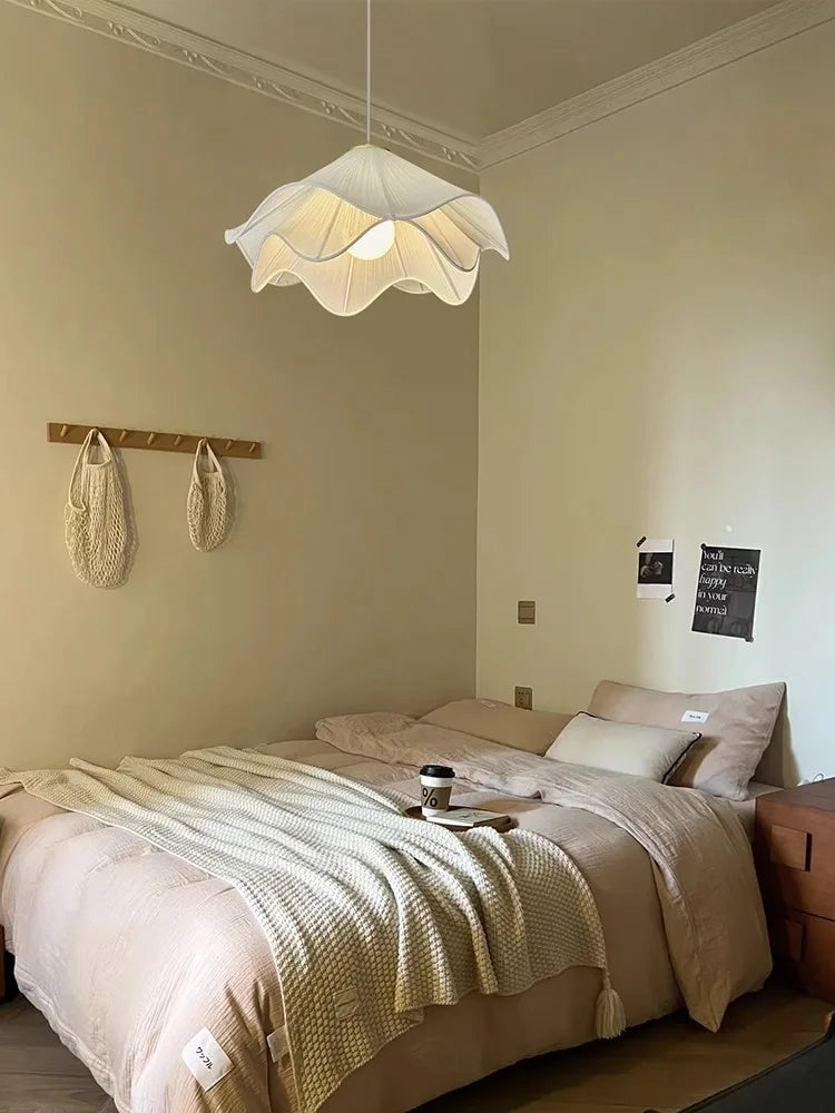 Axyaa Simple Cloth Chandelier: Nordic French Design LED Pendant Light Fixtures