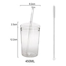 Axyaa Glass Cup with Lid and Straw: Transparent Tea Coffee Juice Beer Milk Mocha Drinkware