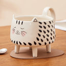 Axyaa Cat Meow Mug: Cute Ceramic Coffee Cup for Women, Girls - 4 Legs Novelty Design