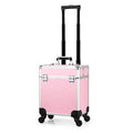 Axyaa Aluminum Rolling Makeup Case with Lockable Trays - Salon Organizer Trolley