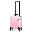 Axyaa Aluminum Rolling Makeup Case with Lockable Trays - Salon Organizer Trolley