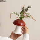 Axyaa Mushroom Ceramic Vase for Table Decoration and Flowers Arrangement