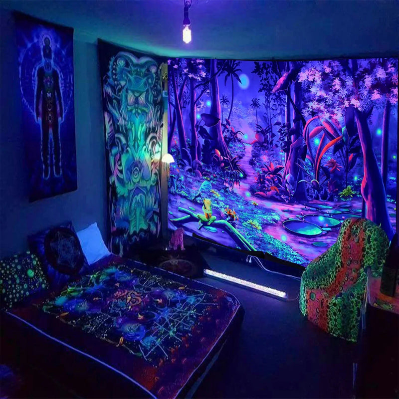 Axyaa Psychedelic Mandala Tapestry Wall Hanging for UV Home Decor