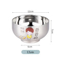 Axyaa Kids' Cartoon Stainless Steel Rice Bowl and Soup Bowl Set