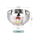 Axyaa Kids' Cartoon Stainless Steel Rice Bowl and Soup Bowl Set