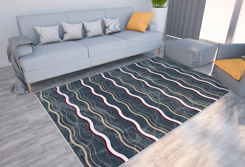 Axyaa Geometric Plaid Striped Print Carpet for Home Living Room and Bedroom Decor
