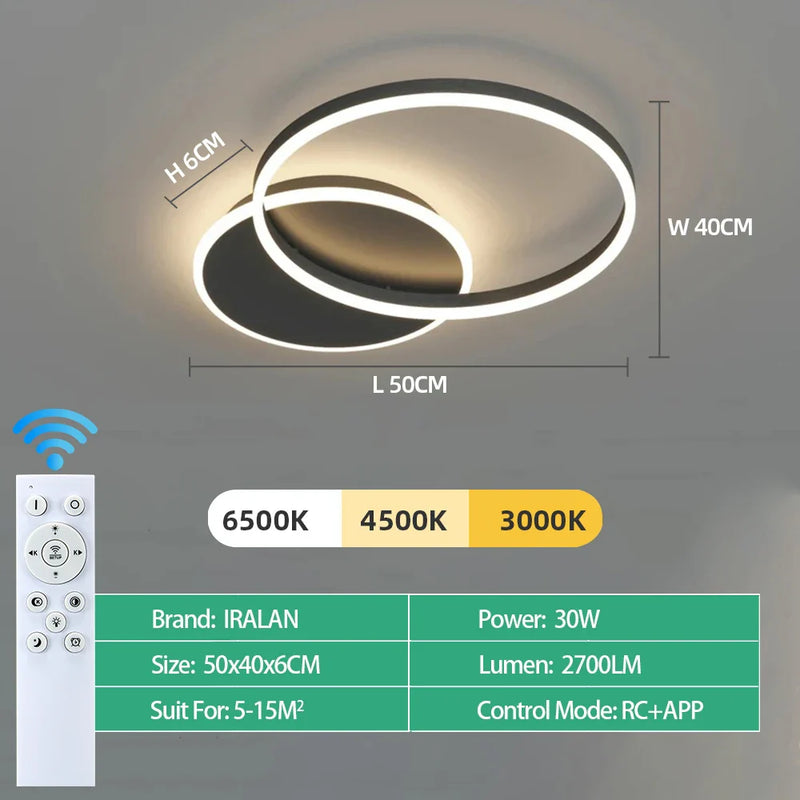 Axyaa Round Circle Ring Chandelier Ceiling Lamp for Home Decor Lighting in Living Bedroom