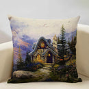 Axyaa Ocean Landscape Flower Sofa Cushion Cover Linen Pillowcase Home Decor