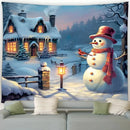 Snowman Car Winter Tapestry for Christmas Day Party Decor by Axyaa