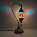 Mosaic Swan Table Lamp by Axyaa: Vintage Art Deco Handcrafted Glass Bed Light