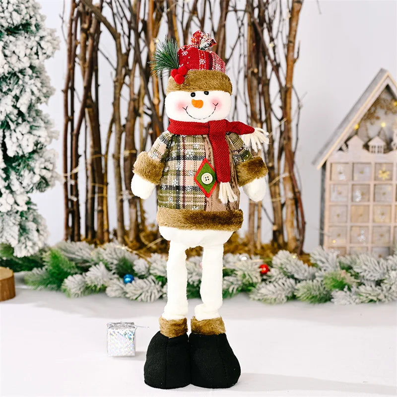 Axyaa Christmas Doll Ornaments Santa Snowman Elk Flexible Decor Xmas Gift