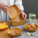 Axyaa Square Wood Grain Snack Plates for Food Storage and Serving Tray