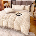 Axyaa Winter Rabbit Velvet Four-Piece Bedding Set in Solid Color