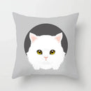 Axyaa Cute Cat Round Head Cushion Cover 45x45cm Polyester Pillowcase Square