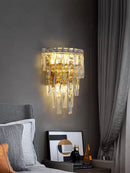 Axyaa Gold/Chrome Crystal Wall Lamps - Modern LED Lights for Interior Decor