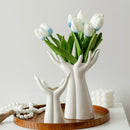 Axyaa Ceramic Hand Vase for Home Decor & Flower Arrangement